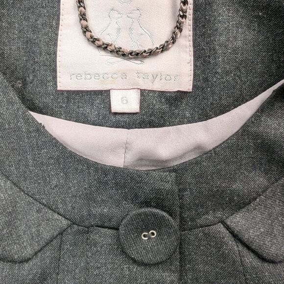 Rebecca Taylor Cropped Wool Blazer with Eyelet detailing- size 6 - Picture 8 of 9